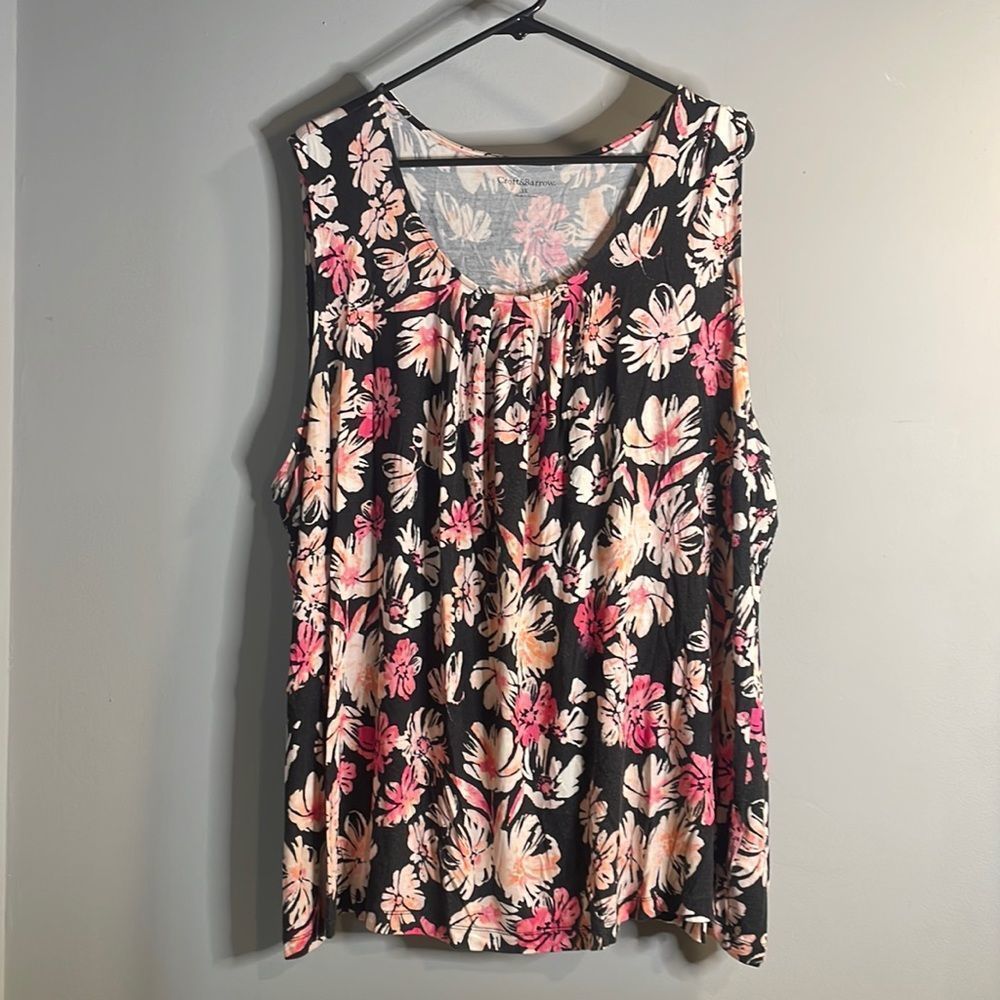 Pink floral sleeveless top